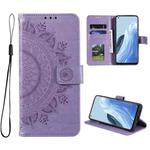 For OPPO Reno7 5G International Version / Find X5 Lite Totem Flower Embossed Leather Phone Case(Purple)