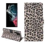 For Samsung Galaxy S22 Ultra 5G Leopard Pattern Flip Leather Phone Case(Brown)