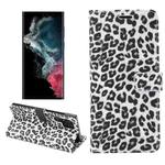 For Samsung Galaxy S22 Ultra 5G Leopard Pattern Flip Leather Phone Case(White)