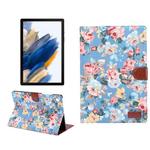 For Samsung Galaxy Tab A8 10.5 2021 X200 / X205 Flower Cloth Leather Smart Tablet Case(Blue)