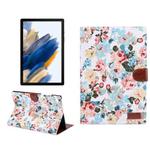 For Samsung Galaxy Tab A8 10.5 2021 X200 / X205 Flower Cloth Leather Smart Tablet Case(White)