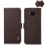 For Nokia C20 Plus KHAZNEH Side-Magnetic Litchi Genuine Leather RFID Phone Case(Brown)