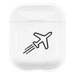 For AirPods 1 / 2 Stick Figure Mapping Transparent Earphone Protective Case(Aircraft)