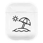For AirPods 1 / 2 Stick Figure Mapping Transparent Earphone Protective Case(Beach)
