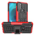 For Motorola Moto G71 5G Tire Texture TPU + PC Phone Case with Holder(Red)
