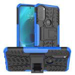 For Motorola Moto G71 5G Tire Texture TPU + PC Phone Case with Holder(Blue)