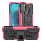 For Motorola Moto G71 5G Tire Texture TPU + PC Phone Case with Holder(Pink)