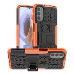 For Motorola Moto G31 / G41 Tire Texture TPU + PC Phone Case with Holder(Orange)