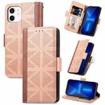 For iPhone 11 Grid Leather Flip Phone Case (Apricot)