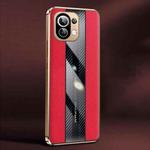 For Xiaomi Mi 11 Pro Racing Car Design Leather Electroplating Process Anti-fingerprint Protective Phone Case(Red)