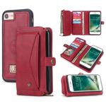 For iPhone 6 / 6s / 7 / 8 POLA Multi-function TPU + PC Magnetic Horizontal Flip Leather Case with Holder & Card Slots & Wallet & Photo Frame(Red)