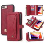 For iPhone 6 Plus / 6s Plus / 7 Plus / 8 Plus POLA Multi-function TPU + PC Magnetic Horizontal Flip Leather Case with Holder & Card Slots & Wallet & Photo Frame(Red)