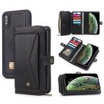 For iPhone XS Max POLA Multi-function TPU + PC Magnetic Horizontal Flip Leather Case with Holder & Card Slots & Wallet & Photo Frame(Black)