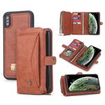 For iPhone XS Max POLA Multi-function TPU + PC Magnetic Horizontal Flip Leather Case with Holder & Card Slots & Wallet & Photo Frame(Brown)