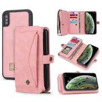 For iPhone XS Max POLA Multi-function TPU + PC Magnetic Horizontal Flip Leather Case with Holder & Card Slots & Wallet & Photo Frame(Pink)