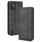 For Wiko Y82 Magnetic Buckle Retro Crazy Horse Leather Phone Case(Black)