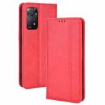 For Xiaomi Redmi Note 11 Pro 4G / 5G Overseas Version Magnetic Buckle Retro Crazy Horse Leather Phone Case(Red)