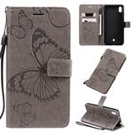 For LG K20 Pressed Printing Butterfly Pattern Horizontal Flip PU Leather Case with Holder & Card Slots & Wallet & Lanyard(Grey)