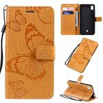 For LG K20 Pressed Printing Butterfly Pattern Horizontal Flip PU Leather Case with Holder & Card Slots & Wallet & Lanyard(Yellow)
