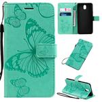 For LG K30 Pressed Printing Butterfly Pattern Horizontal Flip PU Leather Case with Holder & Card Slots & Wallet & Lanyard(Green)