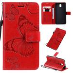 For LG K30 Pressed Printing Butterfly Pattern Horizontal Flip PU Leather Case with Holder & Card Slots & Wallet & Lanyard(Red)