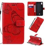 For LG K40s Pressed Printing Butterfly Pattern Horizontal Flip PU Leather Case with Holder & Card Slots & Wallet & Lanyard(Red)