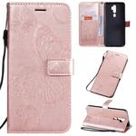 For OPPO A9 Pressed Printing Butterfly Pattern Horizontal Flip PU Leather Case with Holder & Card Slots & Wallet & Lanyard(Rose Gold)