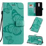 For OPPO F11 Pressed Printing Butterfly Pattern Horizontal Flip PU Leather Case with Holder & Card Slots & Wallet & Lanyard(Green)