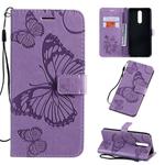 For OPPO F11 Pressed Printing Butterfly Pattern Horizontal Flip PU Leather Case with Holder & Card Slots & Wallet & Lanyard(Purple)