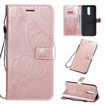 For OPPO F11 Pressed Printing Butterfly Pattern Horizontal Flip PU Leather Case with Holder & Card Slots & Wallet & Lanyard(Rose Gold)