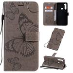 For Xiaomi Redmi Note 8T Pressed Printing Butterfly Pattern Horizontal Flip PU Leather Case with Holder & Card Slots & Wallet & Lanyard(Grey)