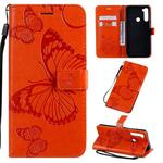 For Xiaomi Redmi Note 8T Pressed Printing Butterfly Pattern Horizontal Flip PU Leather Case with Holder & Card Slots & Wallet & Lanyard(Orange)
