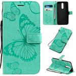 For  Xiaomi Redmi 8 Pressed Printing Butterfly Pattern Horizontal Flip PU Leather Case with Holder & Card Slots & Wallet & Lanyard(Green)