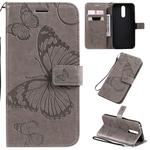 For  Xiaomi Redmi 8 Pressed Printing Butterfly Pattern Horizontal Flip PU Leather Case with Holder & Card Slots & Wallet & Lanyard(Grey)