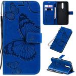 For  Xiaomi Redmi 8 Pressed Printing Butterfly Pattern Horizontal Flip PU Leather Case with Holder & Card Slots & Wallet & Lanyard(Blue)