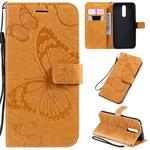 For  Xiaomi Redmi 8 Pressed Printing Butterfly Pattern Horizontal Flip PU Leather Case with Holder & Card Slots & Wallet & Lanyard(Yellow)