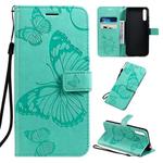 For Huawei Enjoy 10s Pressed Printing Butterfly Pattern Horizontal Flip PU Leather Case with Holder & Card Slots & Wallet & Lanyard(Green)