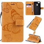 For Motorola E6 Play Pressed Printing Butterfly Pattern Horizontal Flip PU Leather Case with Holder & Card Slots & Wallet & Lanyard(Yellow)