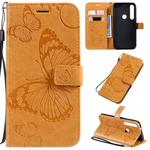For Motorola G8 Plus Pressed Printing Butterfly Pattern Horizontal Flip PU Leather Case with Holder & Card Slots & Wallet & Lanyard(Yellow)