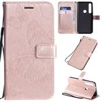 For Motorola G8 Plus Pressed Printing Butterfly Pattern Horizontal Flip PU Leather Case with Holder & Card Slots & Wallet & Lanyard(Rose Gold)