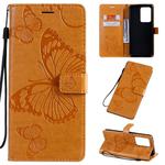 For Galaxy S20+ Pressed Printing Butterfly Pattern Horizontal Flip PU Leather Case with Holder & Card Slots & Wallet & Lanyard(Yellow)