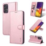 For Samsung Galaxy A73 5G AZNS Skin Feel Calf Texture Horizontal Flip Leather Phone Case(Rose Gold)