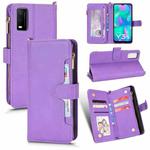 For vivo Y3s 2021 Litchi Texture Zipper Leather Phone Case(Purple)