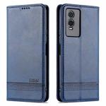 For vivo Y76s / Y74s AZNS Magnetic Calf Texture Leather Phone Case(Dark Blue)