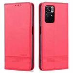 For Redmi Note 11 4G Overseas Version / Note 11S AZNS Magnetic Calf Texture Leather Phone Case(Red)