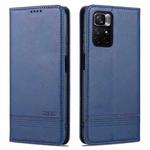 For Redmi Note 11 4G Overseas Version / Note 11S AZNS Magnetic Calf Texture Leather Phone Case(Dark Blue)