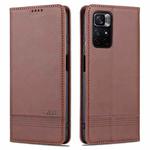 For Redmi Note 11 4G Overseas Version / Note 11S AZNS Magnetic Calf Texture Leather Phone Case(Dark Brown)