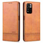 For Redmi Note 11 Pro Overseas Version AZNS Magnetic Calf Texture Leather Phone Case(Light Brown)