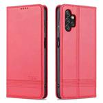 For Samsung Galaxy A13 4G AZNS Magnetic Calf Texture Leather Phone Case(Red)