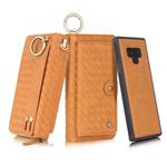 For Galaxy Note 9 POLA Multi-function Fashion Weave Magnetic Horizontal Flip Leather Case with Card Slots & Wallet & Photo Frame & Lanyard(Brown)